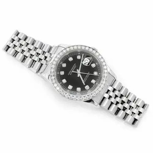 Montre de luxe à quartz, cadran noir, acier inoxydable, chronographe résistant à l'eau, date, style hip-hop, mouvement ETA - Product Image 2