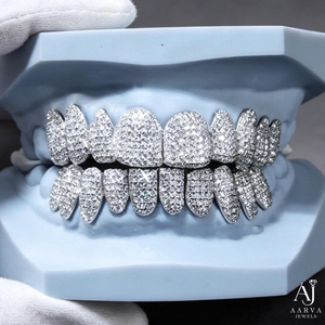 Grillz personnalisés en moissanite, ensemble complet, micro-incrustations, bijoux dentaires hip-hop pour hommes et femmes, pour fêtes et mariages - Product Image 5