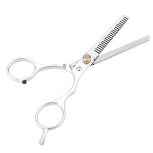 Ciseaux à effiler les cheveux en acier inoxydable de 15,5 cm avec vis réglable à 24 dents et finition argentée pour usage en salon de coiffure - Product Image 1