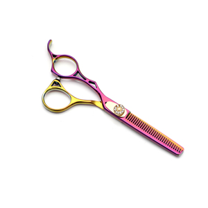 Ensemble de ciseaux de coiffure professionnels en acier inoxydable 6CR13, lame tranchante, pour droitiers, manche long, usage en salon, 28 cm, finition arc-en-ciel - Product Image 5