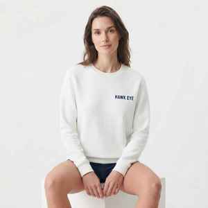 เสื้อสเวตเชิ้ตคอกลมสีขาวสำหรับผู้หญิง พิมพ์ลายตัวอักษร ทรงปกติ ผ้าฝ้ายถัก สวมใส่สบายๆ สำหรับฤดูใบไม้ร่วง - Product Image 5