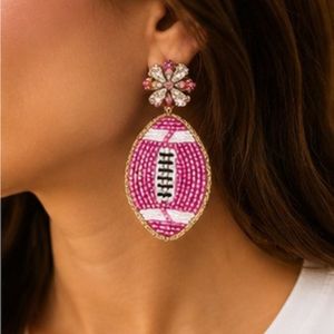 Pendientes de Fútbol Americano con Cuentas para Mujer |   Pendientes de cuentas de cristal Gameday |   Pendientes de Fútbol Hechos a Mano con Pedrería - Product Image 2