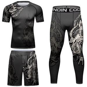 Vêtements de sport pour hommes, ensembles 4 pièces, personnalisation avec impression par sublimation, logo, t-shirts, shorts, leggings - Product Image 4
