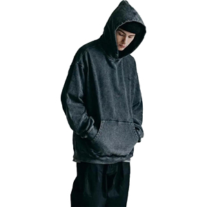 Sweat à capuche oversize délavé vintage 400 GSM, effet délavé à l'acide, streetwear, vierge, personnalisable, unisexe, en polaire polyester/coton avec poche - Product Image 4