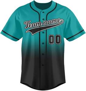 T-shirt de baseball pour homme, 100% polyester, 280g, manches courtes, uni, grande taille, broderie personnalisée, respirant, col en V, coupe ajustée - Product Image 1