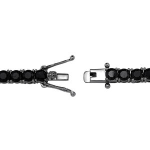 Pulsera de tenis de plata 925 chapada en rodio negro con diamantes de talla brillante redonda, diseño floral y engaste de garras, joyería de lujo unisex - Product Image 2