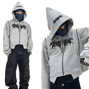 Conjunto de Sudadera con Capucha y Cremallera Extra Grande para Hombre, 100% Algodón, Personalizado OEM |   Ropa Urbana Estampada de Otoño con Etiqueta Privada - Product Image 2