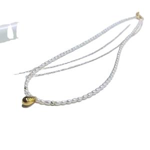Collier pendentif de mode européenne à perles à double rangée, design goutte d'eau tridimensionnel, élégant collier de perles d'eau douce - Product Image 5