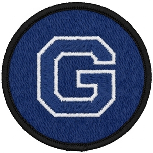 Écusson maçonnique blanc lettre G, brodé sur mesure, emblème circulaire de la franc-maçonnerie, tissu bleu, thermocollant - Product Image 1