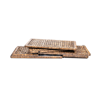 Panier de rangement pliable en jacinthe d'eau tressé à la main, style vintage, avec couvercle, vente en gros du Vietnam