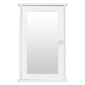 Specchio da Bagno Bianco a Porta Singola con Mensola, Montaggio a Parete, Elegante Specchio per Bagno - Product Image 1