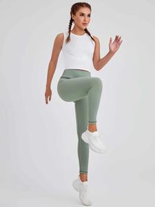 Débardeur court décontracté sans manches à col rond pour femme, couleur unie, tricoté, respirant, avec logo frontal, idéal pour la gym - Product Image 6