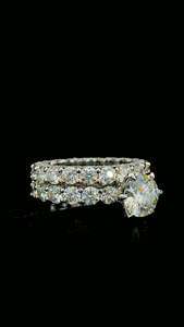 Diamante de corte redondo al por mayor 3ct Moissanite Set Anillos Anillo de Boda nupcial S925 Conjunto de plata Joyería Compromiso Moissanite Ring - Product Image 6