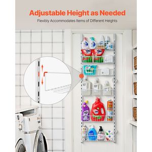 Organizzatore da Appendere Sopra la Porta a 6 Ripiani in Acciaio Resistente, Porta Spezie Regolabile da Parete, Soluzione Organizzativa per Dispensa - Product Image 5