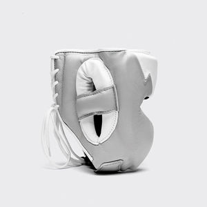 Professional Boxing <b>Training</b> Protection White Grey <b>Head</b> Guard Custom Logo Open Face Fly Kickboxing <b>Head</b> Guard For Unisex - Product Image 3