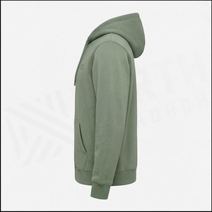 North Approach Men's Green <b>Zip</b>-Up Hoodie Regular Fit Fleece Casual Hooded Sweatshirt Solid Color <b>Front</b> Pocket Breathable Autumn - Product Image 3