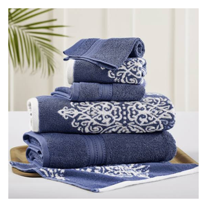 Serviette de bain en coton pur jacquard teint en fil, séchage rapide, douce, très absorbante, pour la maison et l'hôtel - Product Image 3