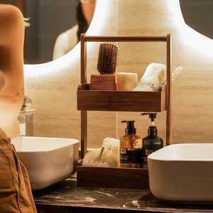 Boîte de rangement cosmétique en bois à bas prix pour le maquillage, les soins de la peau, les pinceaux et les petits accessoires de beauté avec une finition décorative rustique - Product Image 4