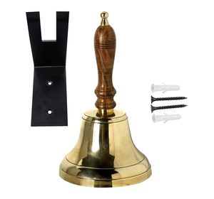 Large Brass <b>School</b> <b>Bell</b> with Wooden Handle Classic Hand Call <b>Bell</b> for Home Office Dinner Meditation - Product Image 3
