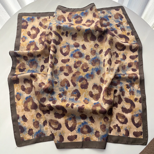 Silk Square Scarf For Women Leopard Printed Bandanas Stylish Hairband Luxury Hijab Neckerchief Elegant Shawl Wraps - Product Image 2