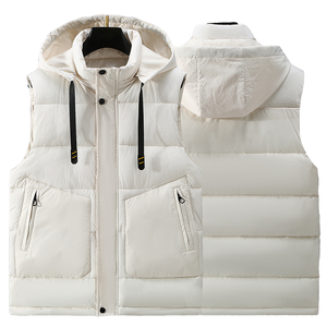 Men's Casual Puffer Vest Winter Outdoor Zipper Sleeveless Warm Puffy Jacket Custom Outer Wear 100% <b>Polyester</b> <b>Filling</b> - Product Image 3