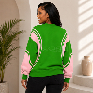 Sudadera Cosh International Sorority Sisterhood en Verde y Rosa con Bloques de Color, Cuello Redondo, Manga Larga, 100% Poliéster para Mujer - Product Image 4
