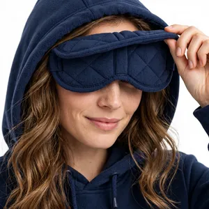 <b>Navy</b> Blue <b>Women's</b> Oversized Sleep Mask Hoodie Soft <b>Fleece</b> Pullover Kangaroo Pocket Drawstring Hood Casual Lounge Streetwear OEM - Product Image 5