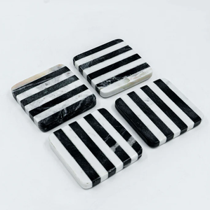 Premium <b>Marble</b> <b>Coasters</b> Black & White Stone Striped Non Slip Mats & Pads <b>Coaster</b> Top Price - Product Image 1