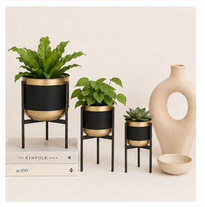 Metal Plant <b>Stand</b> Set of 3 Luxury Indoor Flower <b>Pot</b> Holder for Living Room Decor Wrought Iron Floor Standing Planter - Product Image 3