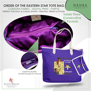 Sac fourre-tout violet brodé Eastern Star, logo OES Order Of The Eastern Star Sister Keeper - Product Image 5