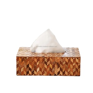 Caja de Pañuelos Clásica Ornamentada con Incrustaciones de Hueso, Color Personalizado para Regalos y Decoración de Eventos - Product Image 1