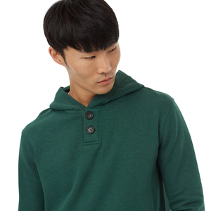 Sweat-shirt à capuche personnalisé pour homme, en mélange de coton, manches longues, décontracté, avec fermeture à trois boutons, fabricant OEM ODM - Product Image 3