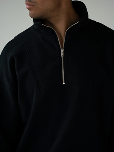 Sweat-shirt en molleton noir pour homme, col montant, coupe ample, pull d'hiver, broderie 3D, 100% coton - Product Image 4