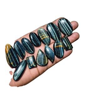 Cabochons en œil de tigre bleu naturel de haute qualité, pierres précieuses en cristal en vrac pour bijoux de guérison, 20-45 mm, 8-12 g, évalués par un tiers - Product Image 1