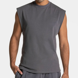 Four Way Stretch Ribbed Streetwear Men's Plain Heavyweight 240 Gsm <b>Longline</b> Loose Fit Unisex Cut Out <b>Vest</b> Trendy <b>Vest</b> Tank <b>Top</b> - Product Image 1