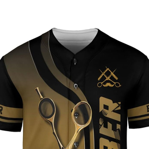 Custom Logo Eco-Friendly Breathable Polyester Barber Sublimation T-Shirt Washable Barber Workwear New Arrival - Product Image 3