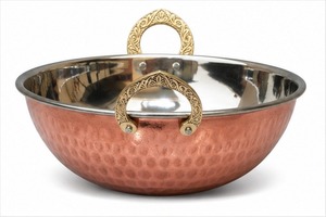 Bol de service Karahi en cuivre poli avec poignées en laiton, résistant à la chaleur et écologique, pour la restauration et le traiteur - Product Image 3