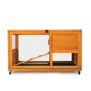 Naranja 2 niveles Animal pequeño Casa de mascotas Conejo Hutch Ruedas Techo que se puede abrir Bandeja fácil de limpiar para conejillos de indias Jaula de conejitos Rampa de carrera - Product Image 2