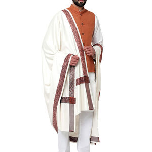 ผ้าคลุมไหล่ผู้ชายคุณภาพสูง ขายส่ง ลายพิมพ์ขอบสีขาว ดีไซน์หรูหรา กันลม สีสันปรับแต่งได้ ผ้าถักอุ่นๆ สำหรับผู้ชาย รับผลิตแบบ OEM - Product Image 1