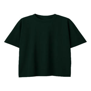 Camiseta de Manga Larga con Cuello Redondo y Bordado para Mujer, Talla Grande, 100% Algodón Orgánico, Transpirable, Ecológica, Verde Oscuro - Product Image 1