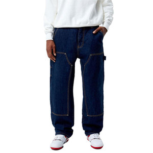 Pantalon cargo en jean délavé foncé pour homme, coupe ample, poids moyen, 100 % coton, style décontracté, idéal pour l'automne – Vente en gros sur mesure - Product Image 1
