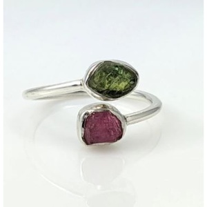 Minimalist <b>925</b> <b>Silver</b> <b>Ring</b> With Natural Black Tourmaline Stone Bezel Setting Geometric Design Unisex Everyday Wear - Product Image 3