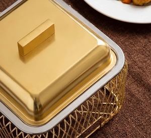 ชุดอุ่นอาหารบุฟเฟ่ต์แบบกรงตาข่ายพร้อมถาดสแตนเลสและภาชนะเก็บความร้อน - Product Image 2