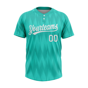 Maillot de baseball unisexe pour adultes, bleu sarcelle, manches courtes, col en V, boutonné, respirant, uniforme d'équipe sublimé - Product Image 1