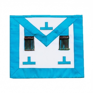 Delantal Masónico de Antiguo Maestro Masón, 3 Taus Bordados, con Pin de Seguridad - Rito Francés, Azul Cielo, Talla M - Product Image 5