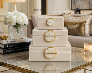 Luxury Ivory Mirror <b>Glass</b> Decorative Storage Box Color Agate <b>Knob</b> Premium Jewelry Vanity Organizer Boxes Home Decor Lacquered - Product Image 1