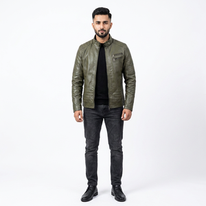 2026 Spring <b>Men's</b> Vintage Zipper Fleece Leather Jacket Casual Outwear with Stylish Motor Biker Vest New jacket for <b>men</b> - Product Image 1