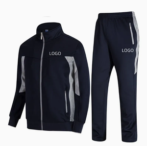 Ensemble de survêtement décontracté pour le sport et la course à pied, avec logo personnalisé, en molleton doublé 100 % coton de haute qualité, fermeture éclair - Product Image 5