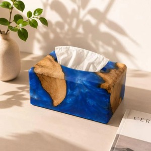 Blue Resin Tissue Box Cover river <b>Table</b> Tissue Holder Decorative Napkin Case for Home Hotel Resin Tissue Box Holder with Modern - Product Image 6