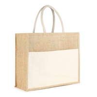 Sac fourre-tout en jute naturel uni avec poignées en corde et fermeture éclair, taille personnalisée pour l'emballage de vente au détail et de shopping